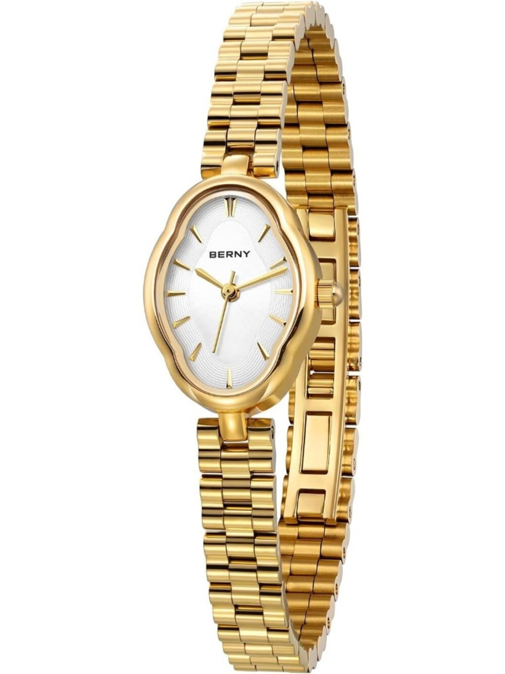 Women’s White Dainty Vintage Oval Quartz Japanese Movement Hidden Clasp Watch